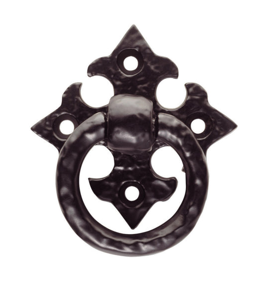 FTD RING PULL ON GOTHIC CROSS BACKPLATE 57 X 57MM - BLACK ANTIQUE - 59 ( 42.5 )