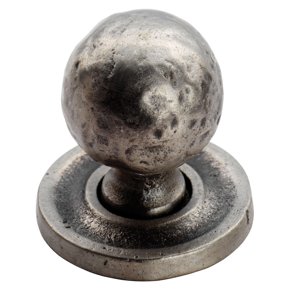 FTD HAMMERED BALL KNOB (32MM) ON ROSE (37MM) - PEWTER - 37 ( 32 )