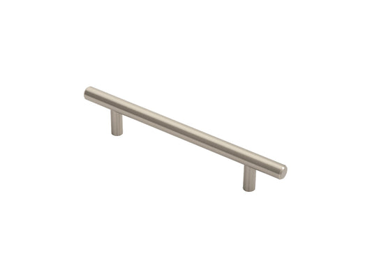 12MM DIA. T-BAR PULL HANDLE - 128MM C/C - BOLT THROUGH FIXING - SATIN NICKEL - 128 ( 188 )