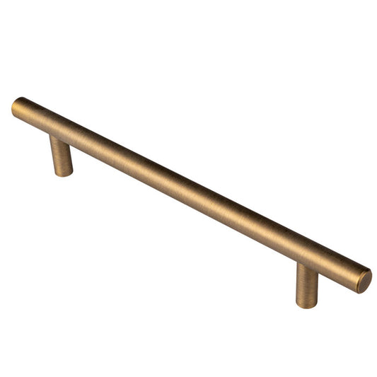 12MM DIA. T-BAR PULL HANDLE - 160MM C/C - BOLT THROUGH FIXING - ANTIQUE BRASS - 160mm c/c