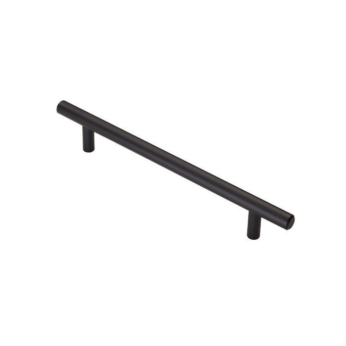 12MM DIA. T-BAR PULL HANDLE - 160MM C/C - BOLT THROUGH FIXING - MATT BLACK - 160mm c/c