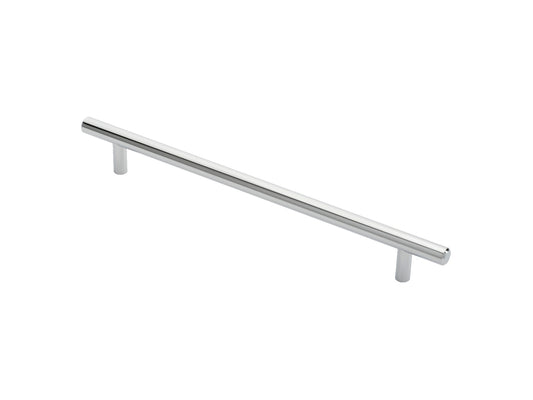 12MM DIA. T-BAR PULL HANDLE - 224MM C/C - BOLT THROUGH FIXING - POLISHED CHROME - 224 ( 284 )