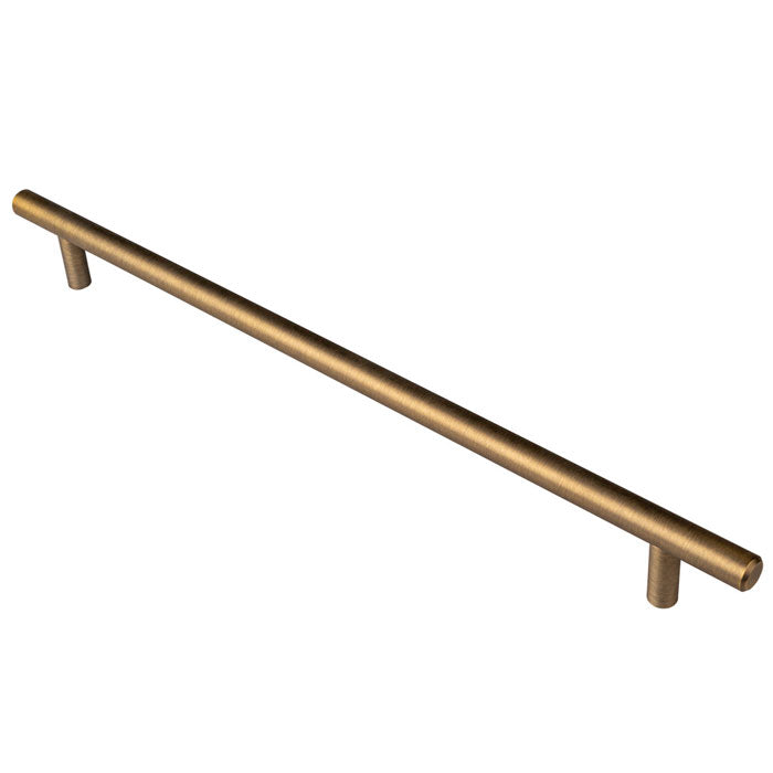 12MM DIA. T-BAR PULL HANDLE - 288MM C/C - BOLT THROUGH FIXING - ANTIQUE BRASS - 200mm c/c