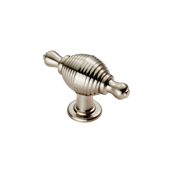 FTD REEDED KNOB WITH FINIAL ENDS 70 X 26MM - SATIN NICKEL - 26 ( 46 )