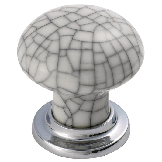 FTD PORCELAIN KNOB WITH FINISHED BASE 35MM - POLISHED CHROME/MATT CHROME - 28 ( 37 )