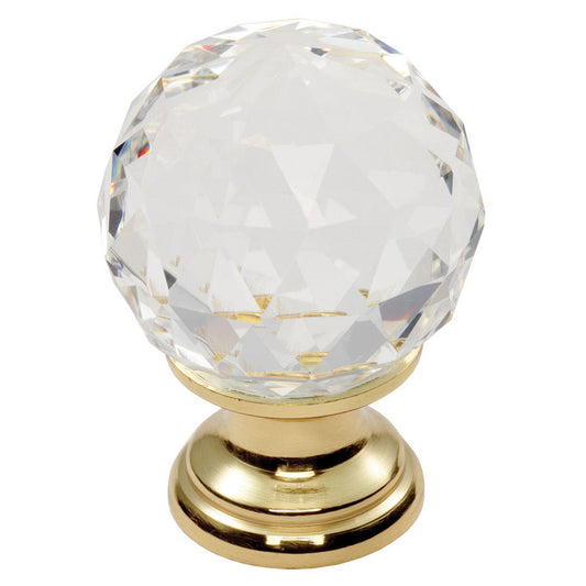 FTD CRYSTAL FACETED KNOB WITH FINISHED BASE 30MM - POLISHED BRASS - 21 ( 31 )