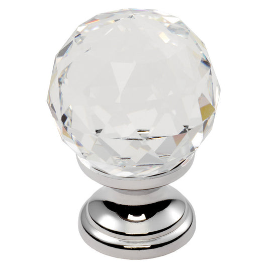 FTD CRYSTAL FACETED KNOB WITH FINISHED BASE 25MM - POLISHED CHROME - 18 ( 25 )