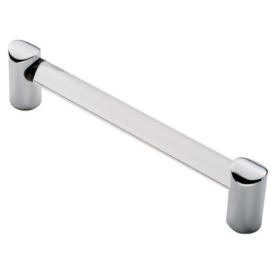 FTD 16MM CLEAR ACRYLIC BAR HANDLE 128MM C/C - ACRYLIC CLEAR CHROME - 128 ( 148 )