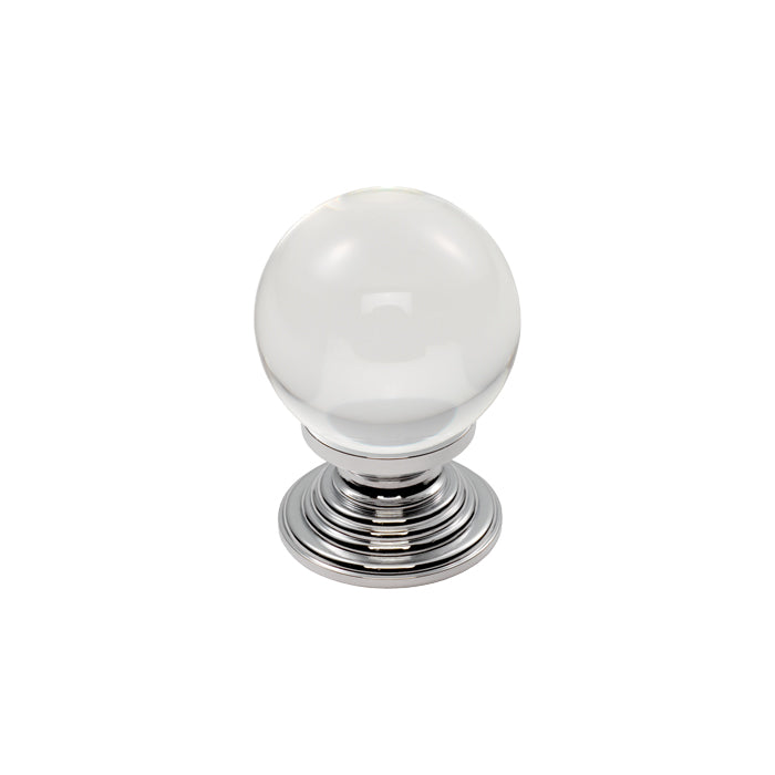 FTD CRYSTAL BALL KNOB WITH FINISHED BASE 27MM - CLEAR TRANSLUCENT CHROME - 28 ( 30 )