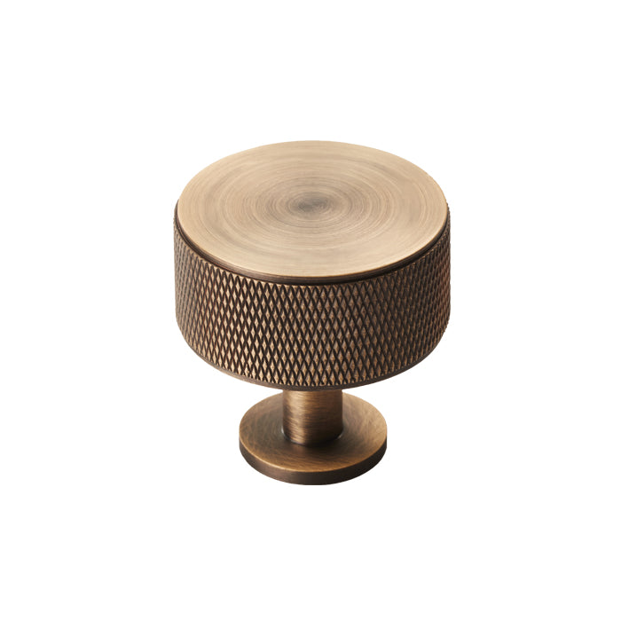 KNURLED CABINET RADIO KNOB - ANTIQUE BRASS -