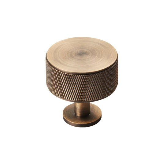 KNURLED CABINET RADIO KNOB - ANTIQUE BRASS -