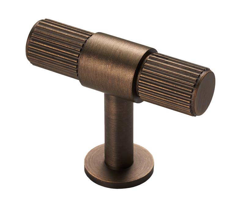 LINES CABINET T-BAR KNOB - ANTIQUE BRASS -