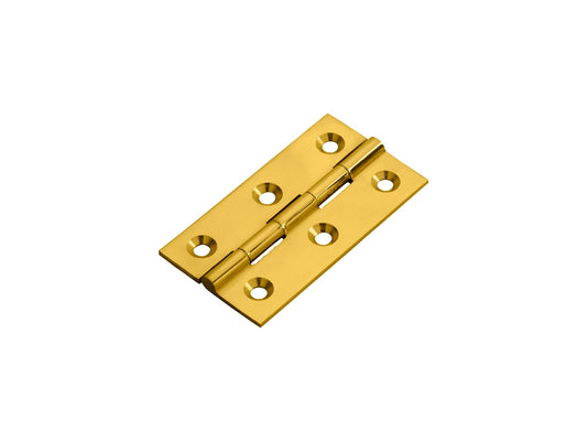 64 X 35 X 2MM CABINET HINGE C/W SCREWS (PAIR) - POLISHED BRASS - 64 x 35 x 2