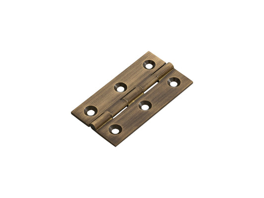 64 X 35 X 2MM CABINET HINGE C/W SCREWS (PAIR) - ANTIQUE BRASS - 64 x 35 x 2