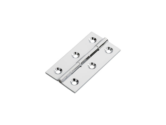 64 X 35 X 2MM CABINET HINGE C/W SCREWS (PAIR) - POLISHED CHROME - 64 x 35 x 2