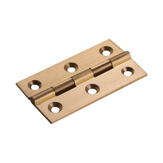 64 X 35 X 2MM CABINET HINGE C/W SCREWS (PAIR) - SATIN BRASS -