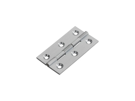 64 X 35 X 2MM CABINET HINGE C/W SCREWS (PAIR) - SATIN CHROME - 64 x 35 x 2