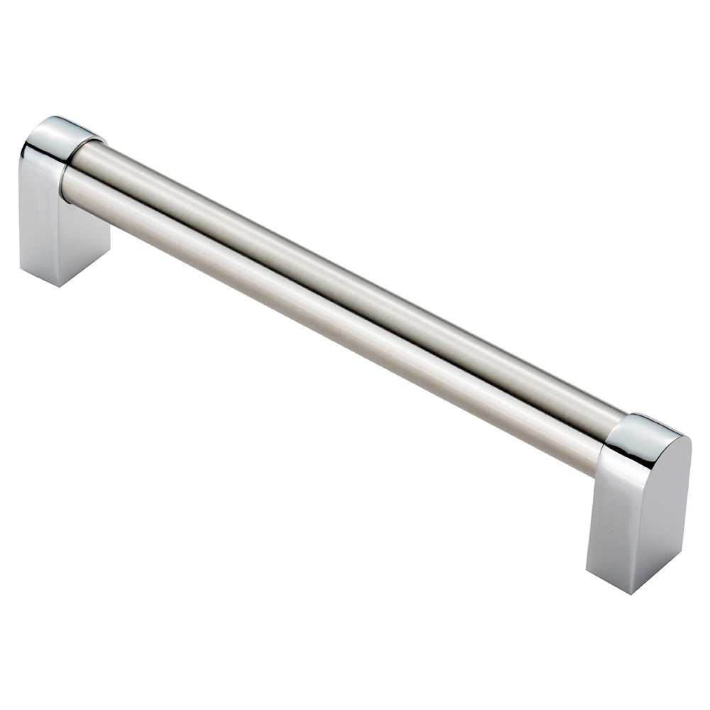 FTD BAUHAUS HANDLE 160MM C/C - SATIN NICKEL/POLISHED CHROME - 160 ( 176 )