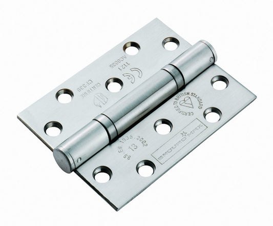 100 X 76 X 3MM NON REMOVABLE PIN THRUST BEARING HINGE GRADE 13 C/W SCREWS (PAIR) - SATIN STAINLESS STEEL -