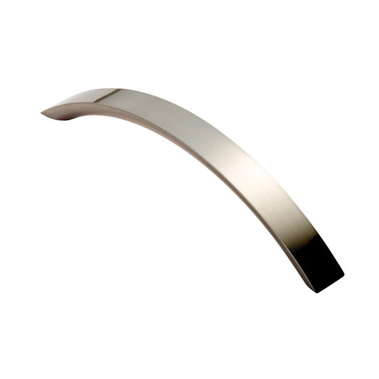 FTD CURVED CONVEX GRIP HANDLE 128MM C/C - SATIN NICKEL - 128 ( 146 )