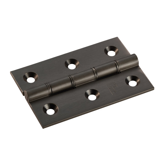 76 X 50 X 2.5MM DOUBLE PHOSPHOR BRONZE WASHERED BUTT HINGE C/W SCREWS (PAIR) - MATT BRONZE - 76 x 50 x 2.5mm