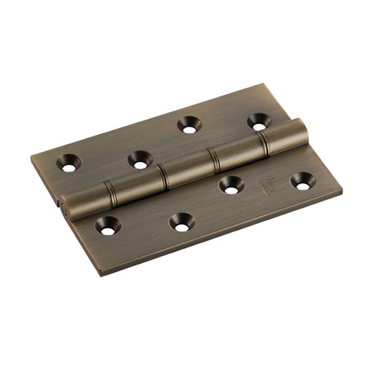 102 X 67 X 4MM DOUBLE PHOSPHOR BRONZE WASHERED BUTT HINGE C/W SCREWS (PAIR) - ANTIQUE BRASS - 102 x 67 x 4mm