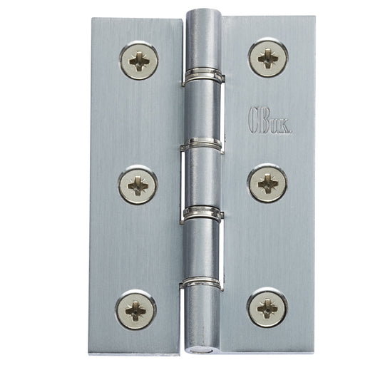 76 X 50 X 2.5MM DOUBLE STAINLESS STEEL WASHERED BUTT HINGE C/W SCREWS (PAIR) - SATIN CHROME - 76x50x2.5mm