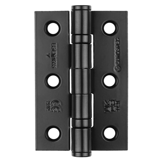 76 X 51 X 2MM BALL BEARING HINGE - GRADE 7 C/W SCREWS (PAIR) - Matt Black -