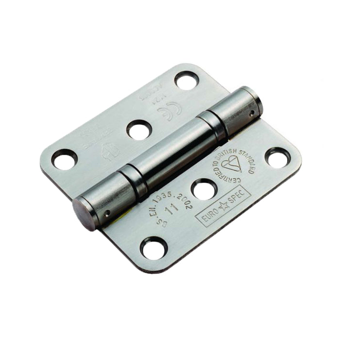 76 X 67 X 2.5MM BALL BEARING HINGE GRADE 11 C/W SCREWS (PAIR) - RADIUS - SATIN STAINLESS STEEL -