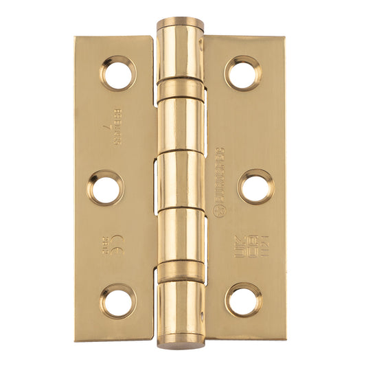 76 X 51 X 2MM BALL BEARING HINGE GRADE 7 C/W SCREWS (PAIR) - STAINLESS BRASS - 76 X 51 X 2MM