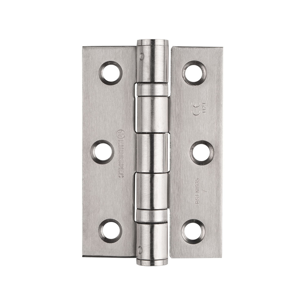 76 X 51 X 2MM BALL BEARING HINGE GRADE 7 C/W SCREWS (PAIR) - SATIN STAINLESS STEEL - 76 X 51 X 2MM