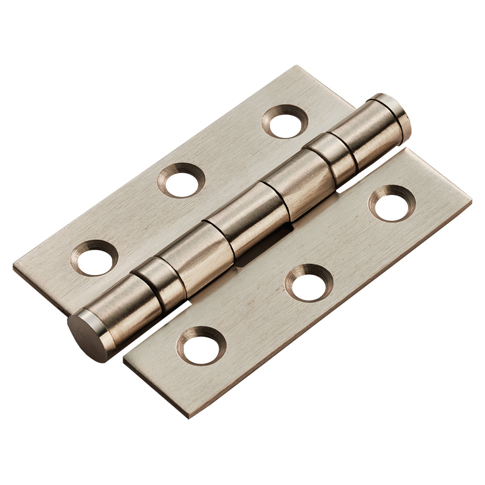 76 X 51 X 2MM BALL BEARING BUTT HINGE - SATIN NICKEL PLATED - 76x51x2