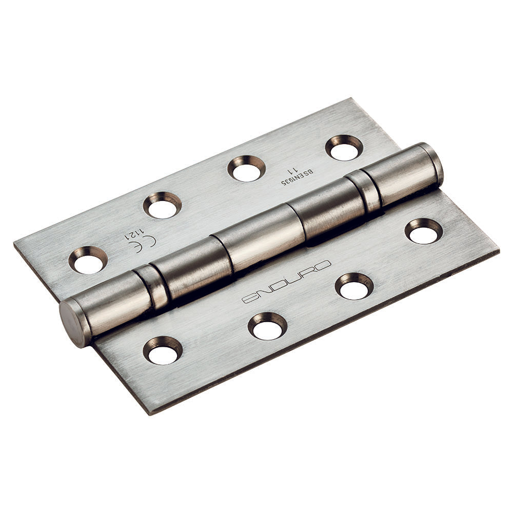 102 X 67 X 2.2MM BALL BEARING HINGE GRADE 11 C/W SCREWS (PAIR) - SATIN STAINLESS STEEL - 102 x 68 x 2.2