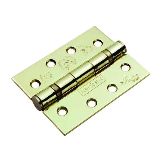 102 X 76 X 3MM BALL BEARING HINGE GRADE 13 C/W SCREWS (PAIR) - ELECTRO BRASS PLATED -