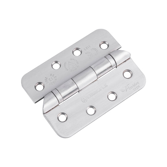 102 X 76 X 3MM HOSPITAL TIP BALL BEARING HINGE GRADE 13 C/W SCREWS (PAIR) - RADIUS - SATIN STAINLESS STEEL -