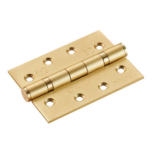 102 X 76 X 3MM BALL BEARING HINGE GRADE 13 C/W SCREWS (PAIR) - SATIN BRASS -