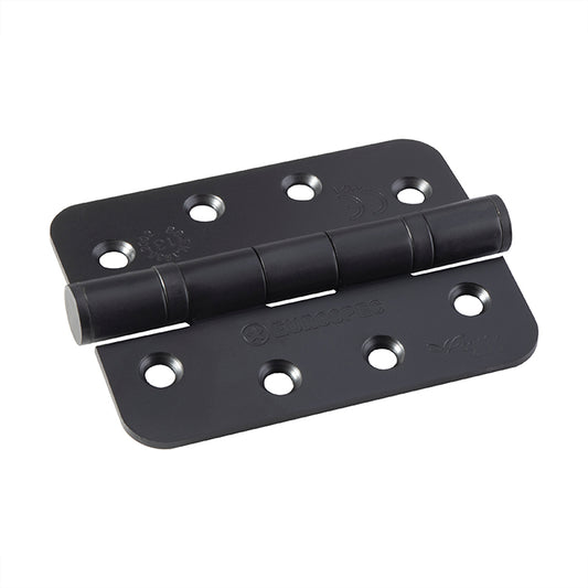 102 X 76 X 3MM BALL BEARING HINGE GRADE 13 C/W SCREWS (PAIR) - RADIUS - MATT BLACK -