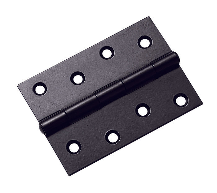 102 X 72 X 2MM FIXED PIN HINGE C/W SCREWS (PAIR) - POWDER COAT BLACK - 102 x 72