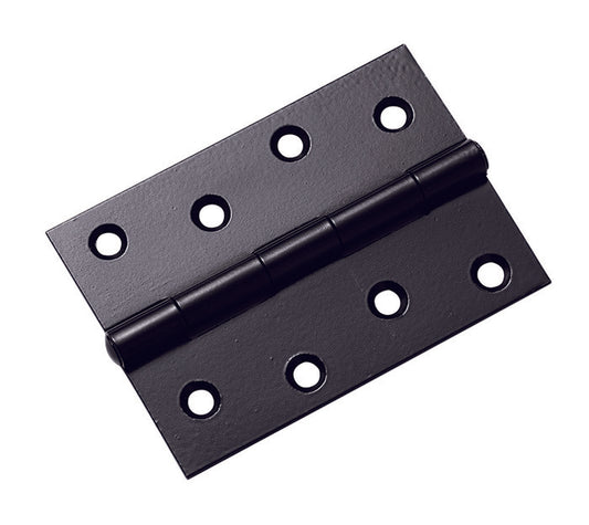 102 X 72 X 2MM FIXED PIN HINGE C/W SCREWS (PAIR) - POWDER COAT BLACK - 102 x 72