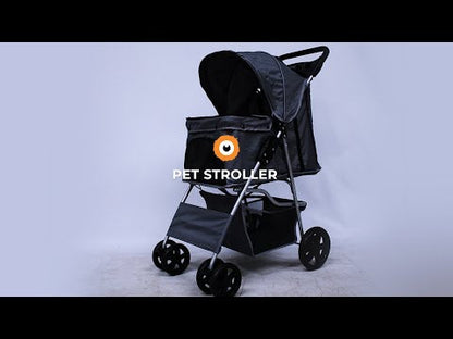 Pet Stroller with Rain Cover – Black