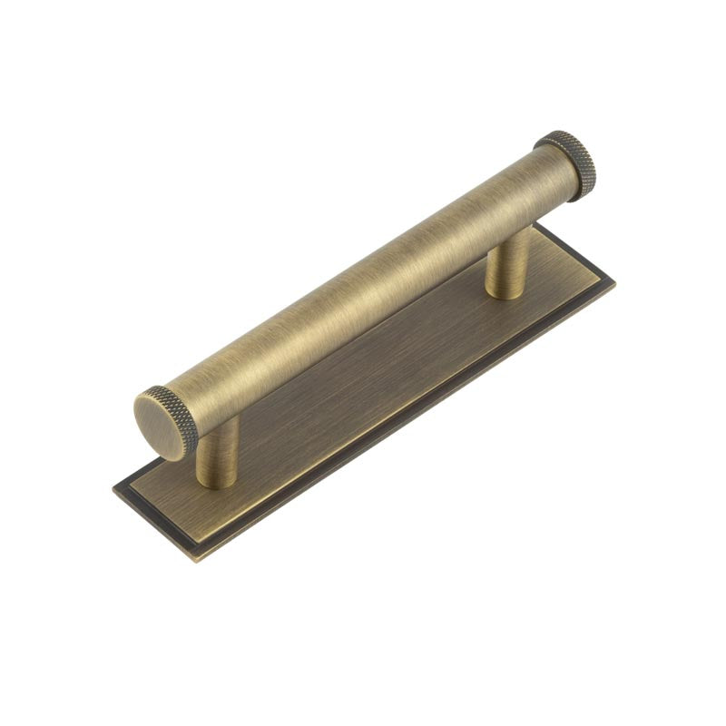 Hoxton Wenlock Cabinet Handles 96mm Ctrs Stepped Backplate Antique Brass - Antique Brass - 96mm Ctrs