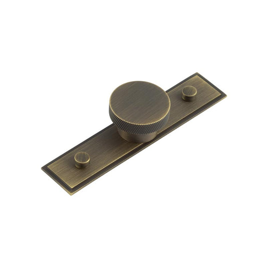 Wenlock Cupboard Knobs 40mm Stepped Backplate  Antique Brass - Antique Brass - 40mm