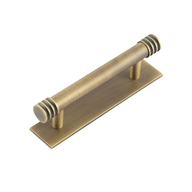 Hoxton Sturt Cabinet Handles 96mm Ctrs Plain Backplate Antique Brass - Antique Brass - 96mm Ctrs