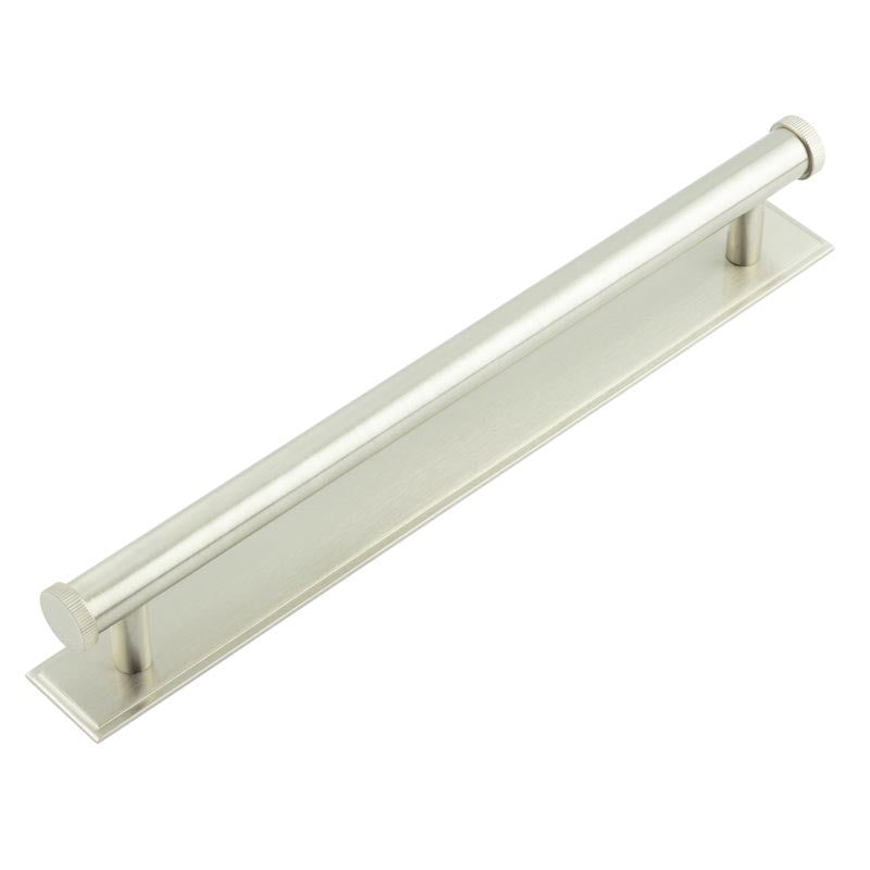 Hoxton Thaxted Cabinet Handles 224mm Ctrs Stepped Backplate Satin Nickel - Satin Nickel - 224mm Ctrs