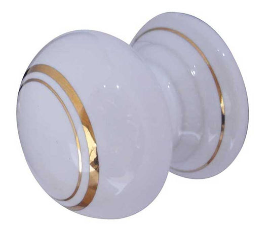 Jedo Porcelain Cupboard Knobs 33mm Goldline White - Goldline White - 33mm