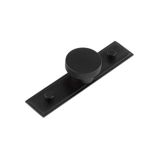 Wenlock Cupboard Knobs 40mm Stepped Backplate  Matt Black - Black - 40mm