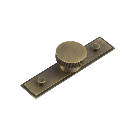 Thaxted Cupboard Knobs 40mm Stepped Backplate Antique Brass - Antique Brass - 40mm