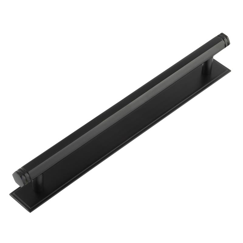 Hoxton Nile Cabinet Handles 224mm Ctrs Stepped Backplate Black - Black - 224mm Ctrs