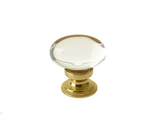 Jedo Oval Glass Cupboard Knobs 41x26mm Polished Brass - Polished Brass - 41x26mm