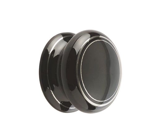 Jedo Porcelain Cupboard Knobs Black Silverline - Black Silverline